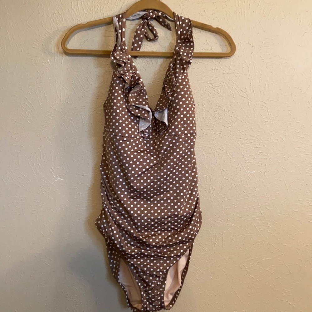 Old Navy brown polka dot swimsuit size 1X